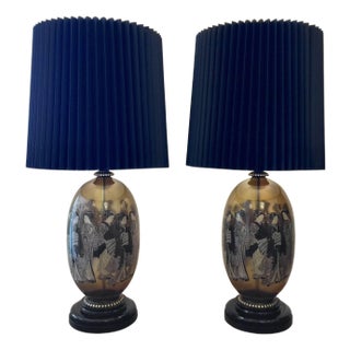 1960s Spectacular Mid-Century ModernChinoiserie Glass Lamps - A Pair For Sale