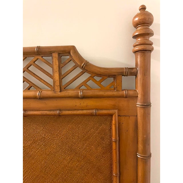 Tommy Bahama Carved Fruitwood Faux Bamboo Queen Bed Chairish