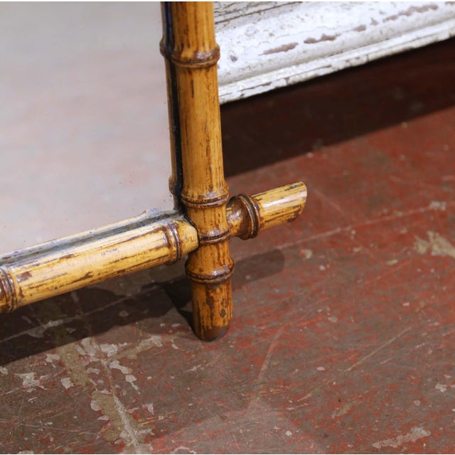 Early 20th Century French Faux Bamboo Walnut Wall Mirror For Sale - Image 4 of 6