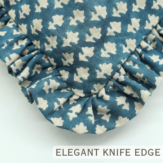 Not Yet Made - Made To Order Blue Ruffle Pillow Decorative Ruffle Accent Throw Pillow for Sofa, Bed & Chair- 16x16 Pink City For Sale - Image 5 of 6