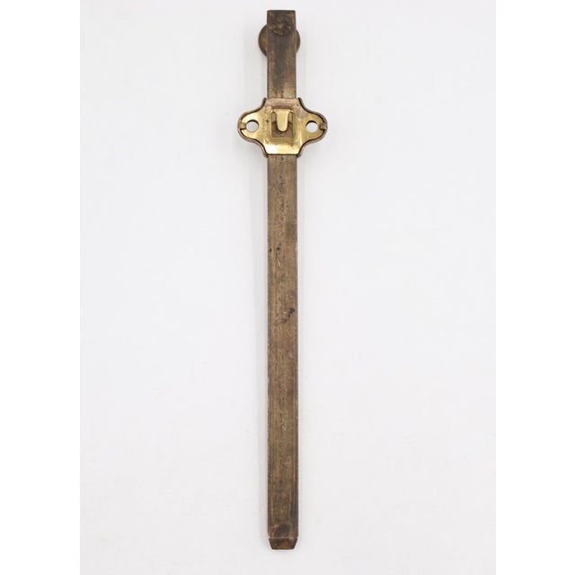 Vintage 9 In. Brass Plated Steel Surface Door Bolt For Sale - Image 4 of 6