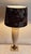 Vintage French Table Lamp with Beige Marbled Ceramic Base in Brass Mount and Fabric by Le Dauphin, 1970s For Sale - Image 3 of 11