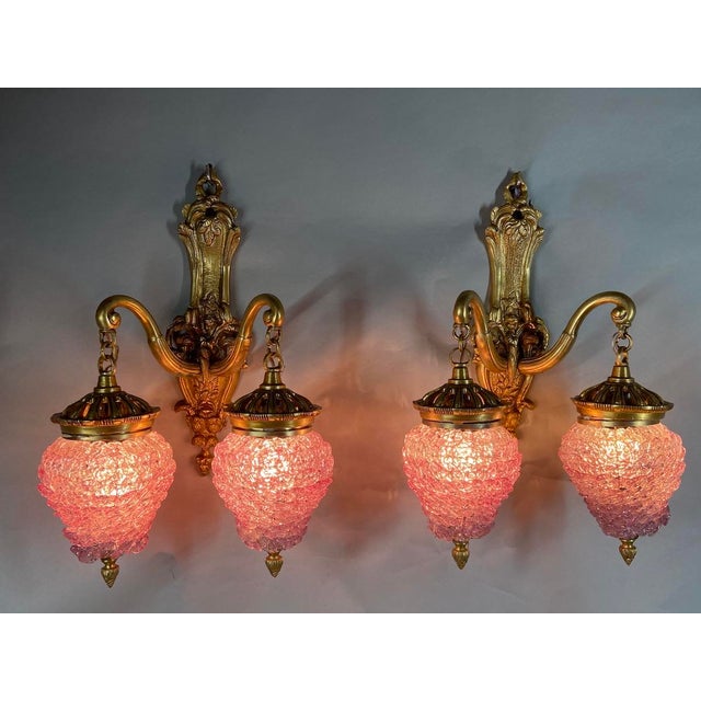 Enhance your interior with this elegant pair of French Louis XVI-style wall sconces, crafted in the 1980s. Combining...