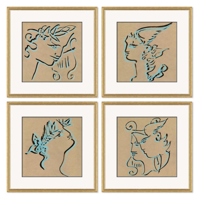 Apollo, Mercury, Zeus & Hera & Zeus Framed Art Prints - Set of 4 For Sale In Tampa - Image 6 of 6