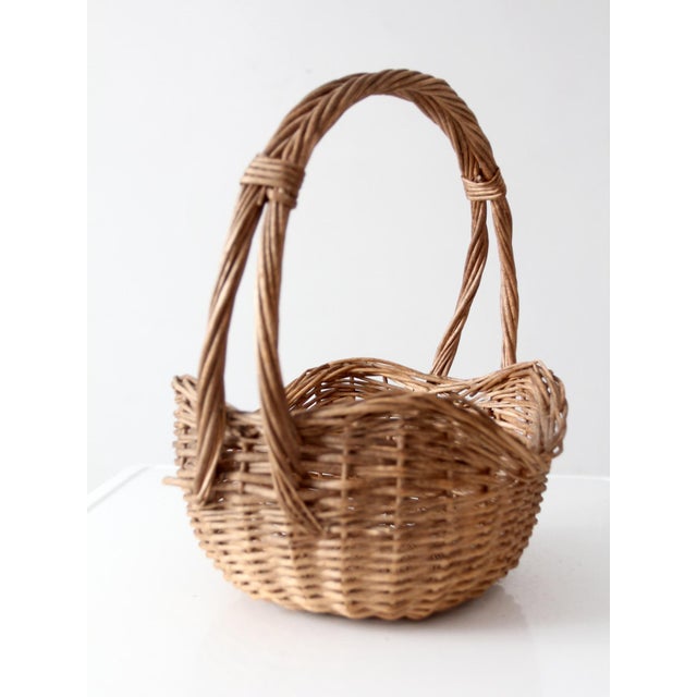 Wood Vintage Willow Gathering Basket For Sale - Image 7 of 12