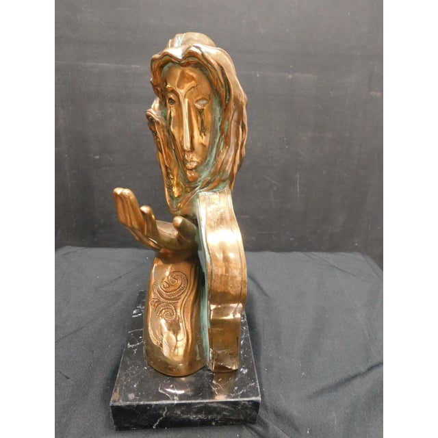 Impressionist Sunol Alvar "Maternite" 1989Bronze Sculpture With Granite Base Signed For Sale - Image 3 of 17