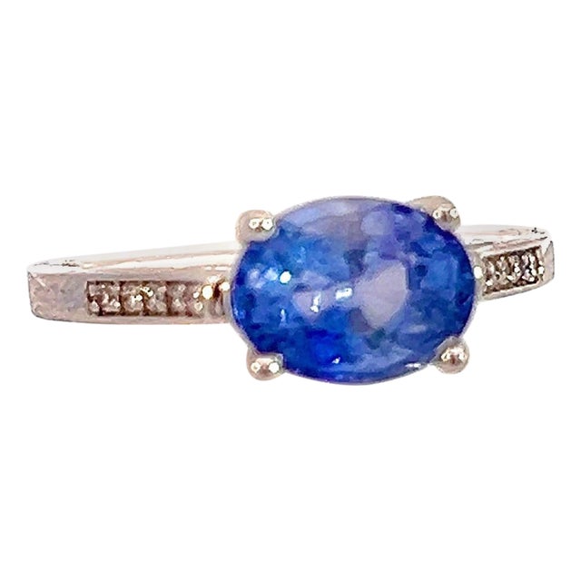Natural Sapphire Diamond Ring 6.5 14k White Gold 2.36 TCW Certified For Sale