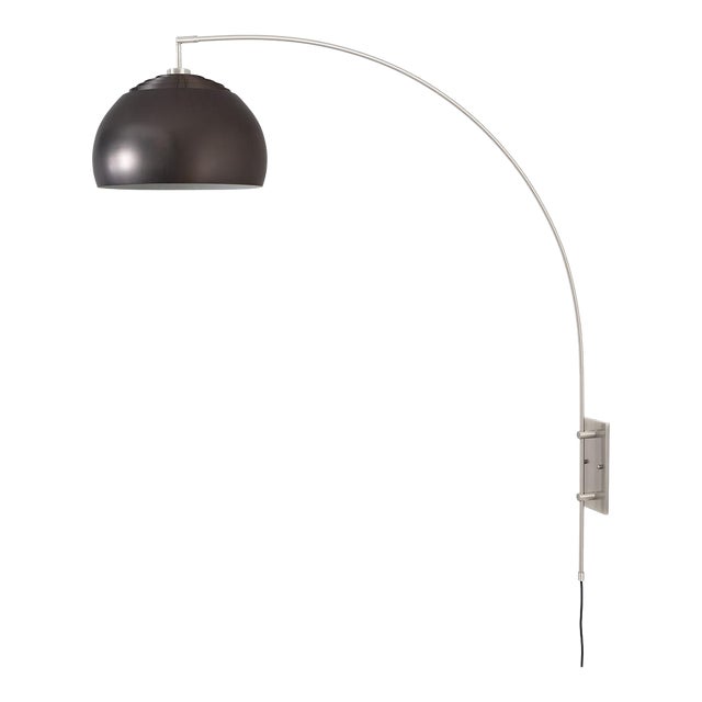 Morelli 1960s Half Dome Black Nickel by Nova of California - Modern Design, White Steel Shade For Sale
