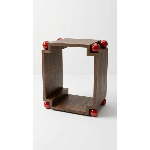 Muladhara Side Table in Walnut and Birch Spheres by Auste Ost For Sale - Image 4 of 8