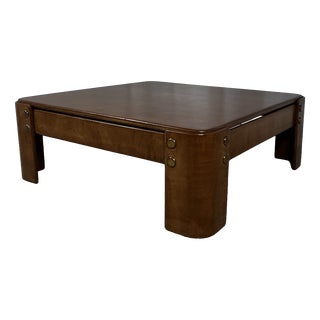 Modern Square Coffee Table in Teak-Stained Beech Veneer, 1970s For Sale