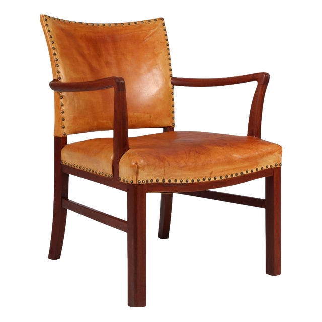 Polexim Armchair in Patinated Nature Leather by Kaare Klint, 1940s For Sale