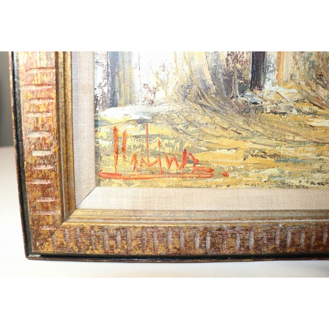 Brown Share Vintage Martinez City Town Village Landscape Abstract Expressionism Oil Painting For Sale - Image 8 of 12