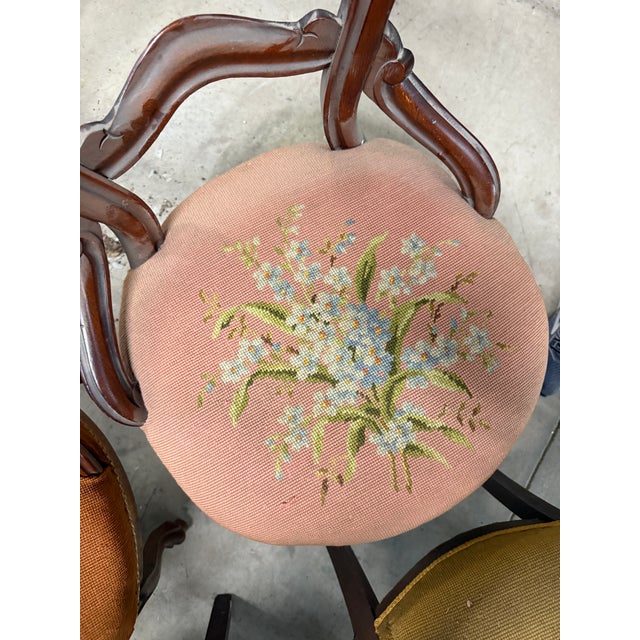 Late 19th Century Set of 6 Louis Philippe Hand Embroidered Needlepoint Parlor Chairs For Sale - Image 12 of 14