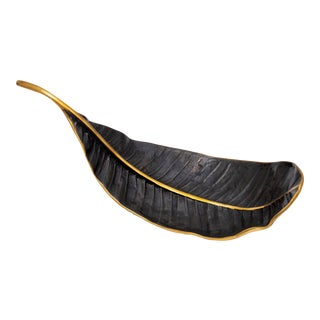 AURA LONDON Leef Decorative Black and Gold Leaf For Sale