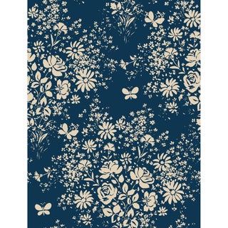 Modeste Raccord Seul Wallpaper by Paule Marrot in Navy For Sale