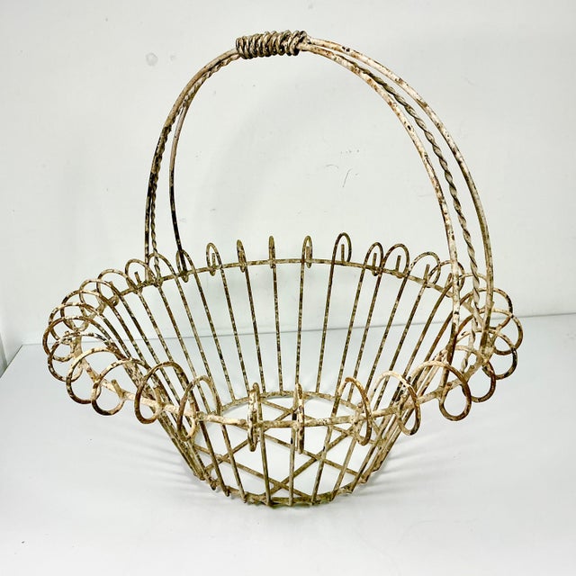 1950s Vintage French Art Nouveau Boho Chic Medium Jardiniere Basket Planter. For Sale - Image 9 of 17