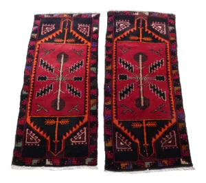 1980s Petite Turkish Hand-Knotted Wool Rugs - a Pair 20'' X 43''