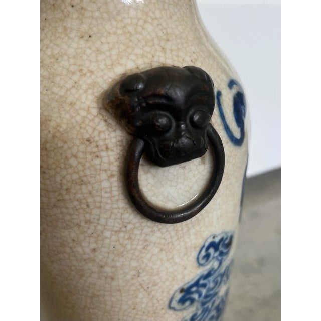 Late 19th Century Chinese Porcelain Vase With Sculpted Fu Dog Handles, C. 1880s For Sale - Image 11 of 12
