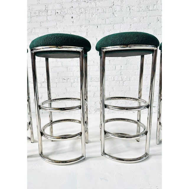 1930s Art Deco Chrome and Boucle Chase Bar Stools For Sale - Image 5 of 8