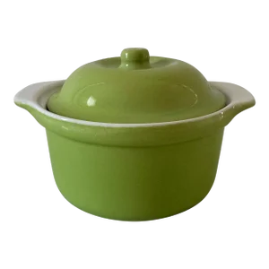 Green "Cerutil Stoneware" Baking Dish With Lid