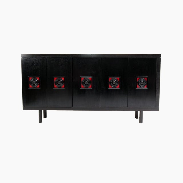 Very Large Brutalist Black Sideboard, Belgium, 1960s For Sale - Image 12 of 12