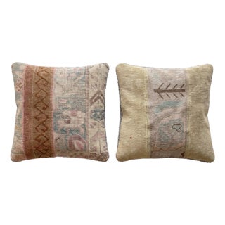 Faded Oushak Rug Pillow Cover 20'' X 20'' - Set of Two For Sale