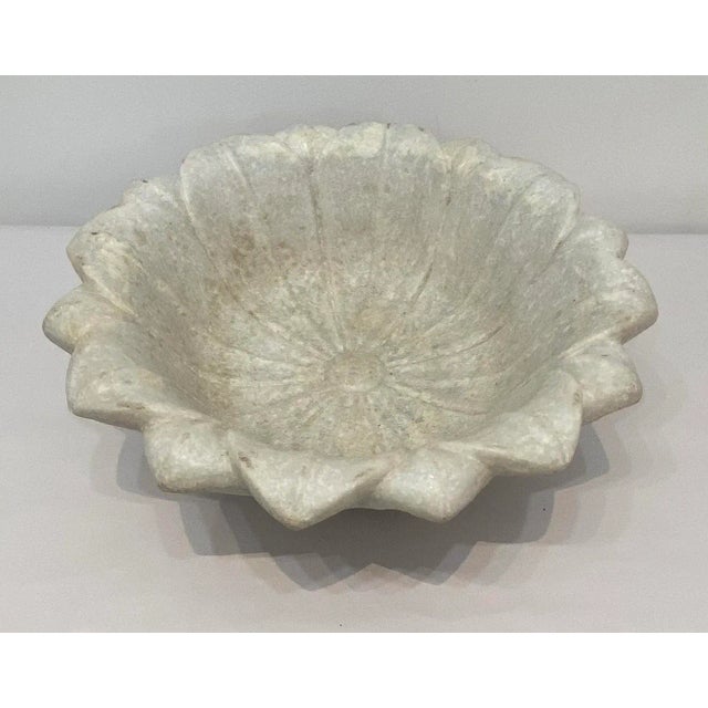 Carved Marble Lotus Bowl For Sale - Image 4 of 6