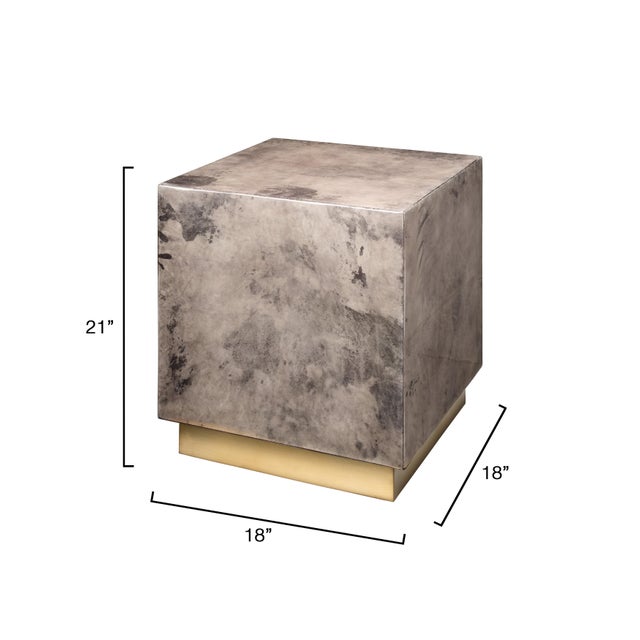 Modern Cube Side Table, Warm Grey Vellum For Sale - Image 3 of 5