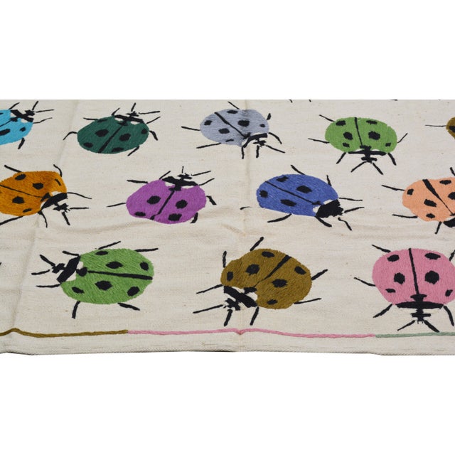 Modern Afghan Style Hand Knotted Wool Rug, Ladybug Design 8'2"x11' For Sale In New York - Image 6 of 6