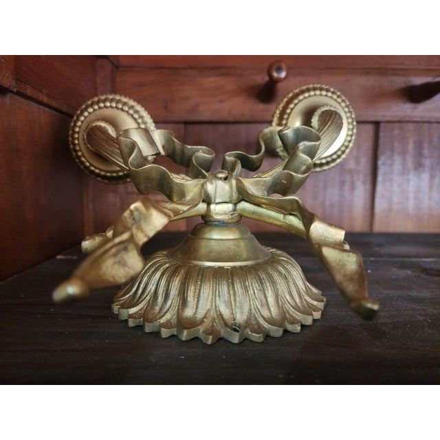 1930's French Louis XVI Style Two Arm Gilded Bronze Wall Sconces/Appliques, Set of Four For Sale - Image 12 of 12