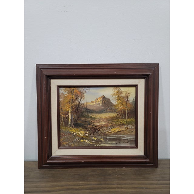 1980s Mid 20th Century Mountain Landscape Oil Painting For Sale - Image 5 of 8