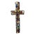 Late 20th-Century Mosaic-Style Faux "Jeweled" Stone, Glass & Wood Cross Wall Hanging For Sale