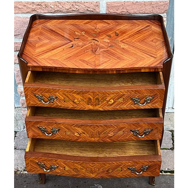 Antique Wood Inlaid Chest of Drawers, 1950s For Sale - Image 13 of 15