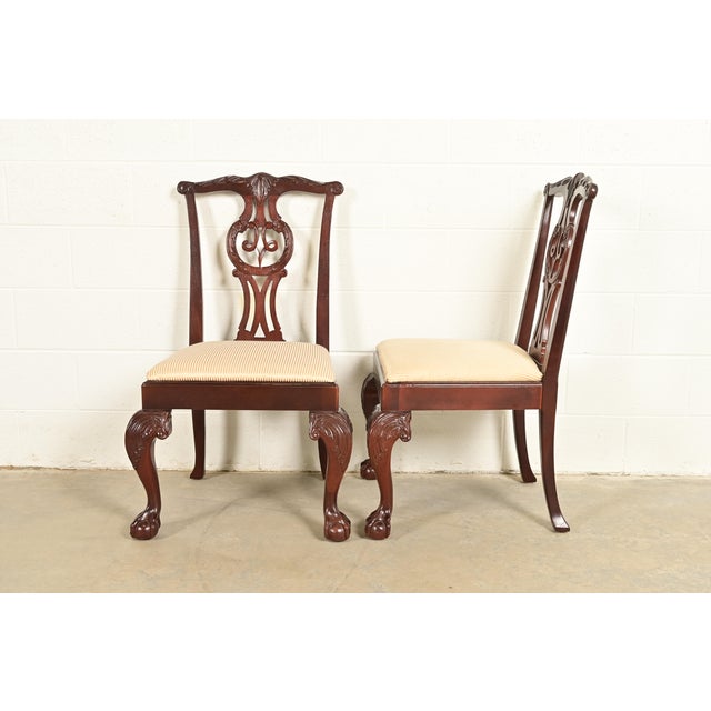Baker Furniture Chippendale Carved Mahogany Side Chairs or Dining Chairs, Pair For Sale - Image 10 of 13