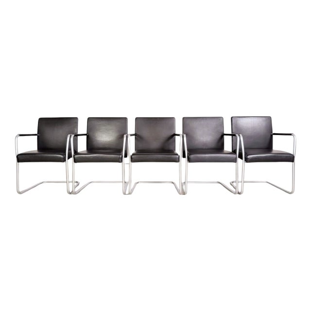 Jason Lite 1500 Chairs in Black Leather from Walter Knoll, Set of 5 For Sale