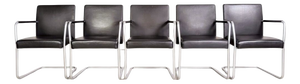 Jason Lite 1500 Chairs in Black Leather from Walter Knoll, Set of 5