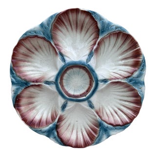 Majolica Oyster Plate Sarreguemines Digoin, Circa 1920 For Sale