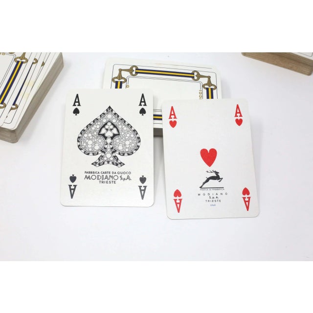 Traditional Vintage Gucci Horse Bridle Game Cards, Set of 3 Decks (Navy & Gold, Cards Only) For Sale - Image 3 of 9