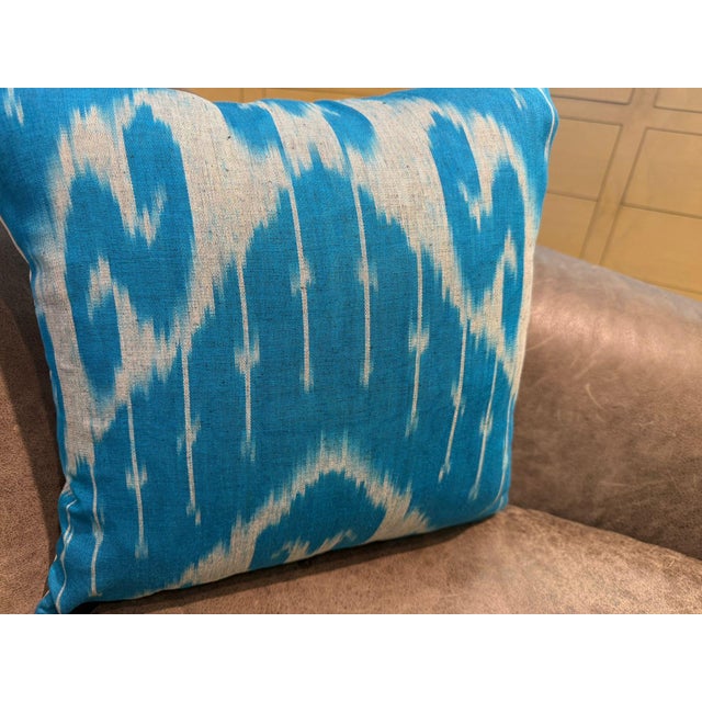 1990s Handmade Silk Ikat Square Pillow Cover For Sale In Los Angeles - Image 6 of 11