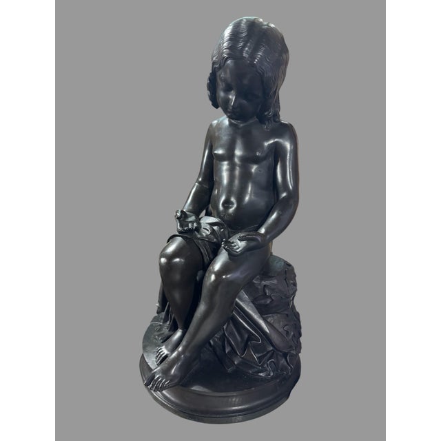 Bronze Antique Victorian 14" Figural Bronze Statue Sculpture Signed l.v. E. Robert 1847 For Sale - Image 8 of 12