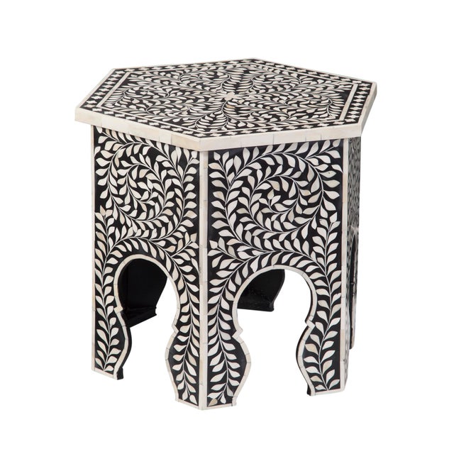 Imperial Beauty Moroccan Accent Table in Black/White Chairish