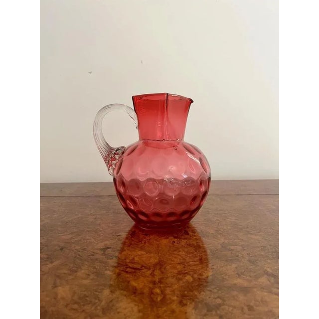 Victorian Cranberry Glass Jug, 1880s For Sale - Image 6 of 7