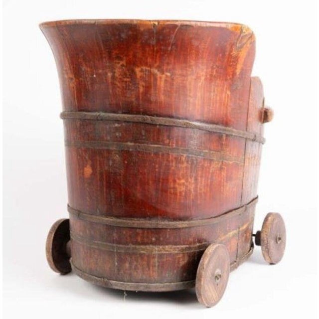 Antique Chinese Qing Red Lacquered Wheeled Child Wagon/Wash Tub Antique Chinese Qing Dynasty red lacquered child’s wagon...