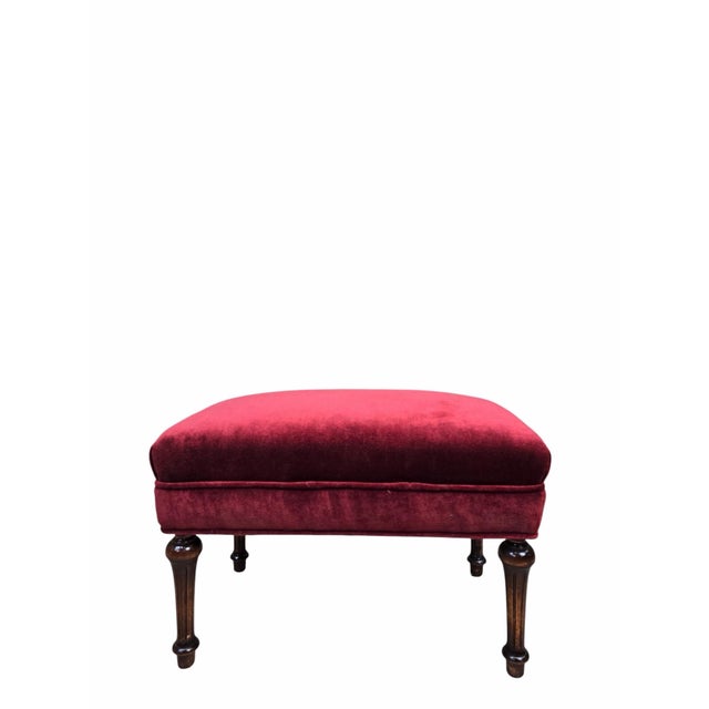 Late 19th Century French Napoleon III Button-Tufted Lounge Chair & Ottoman in Original Red Velvet For Sale - Image 9 of 12