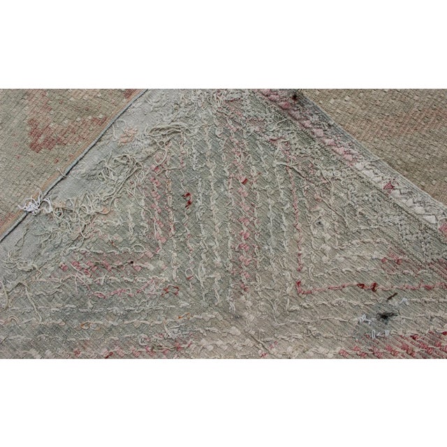 Vintage Turkish Embroidered Rug With Geometric Diamond Design With Soft Colors For Sale - Image 12 of 13