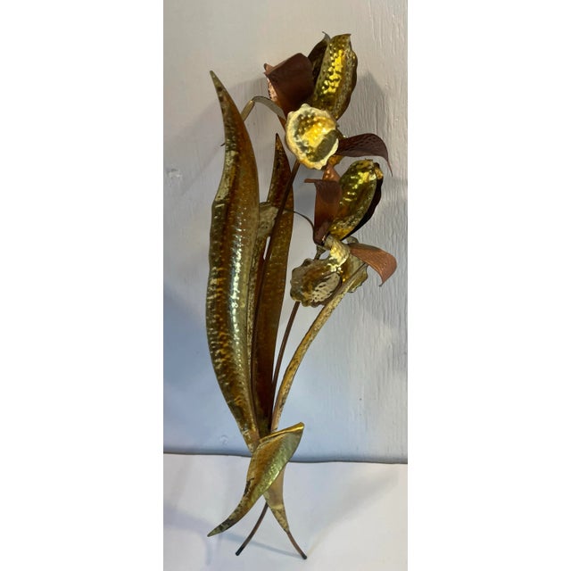 Brutalist Vintage Brutalist Metal Flower Wall Sculpture For Sale - Image 3 of 6