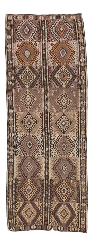Mid 20th Century Vintage Brown Kars Kilim Rug