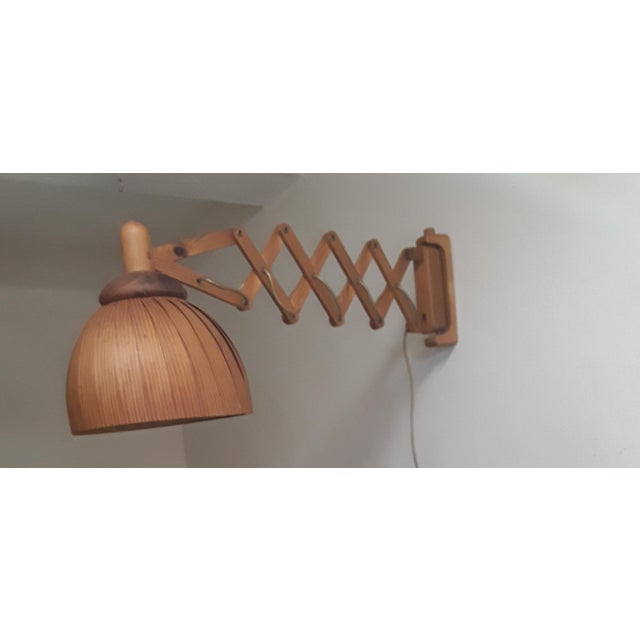 Vintage Wall Lamp with Pine Shade, 1970s For Sale - Image 4 of 9