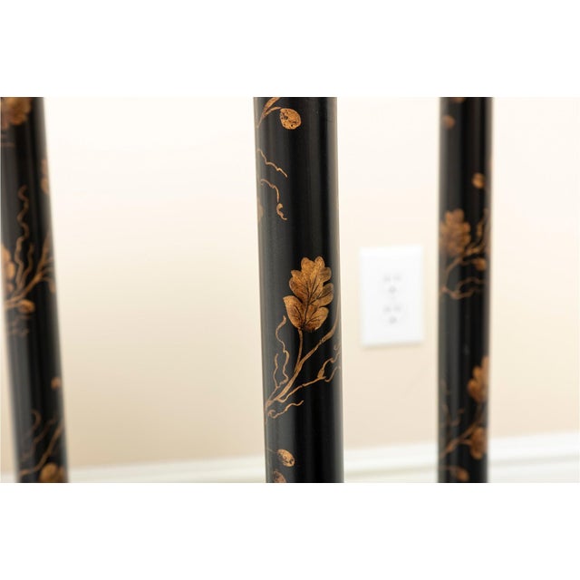 Mid 20th Century Pair of Ebonized and Parcel Gilt Hexagonal Side Tables For Sale - Image 5 of 9