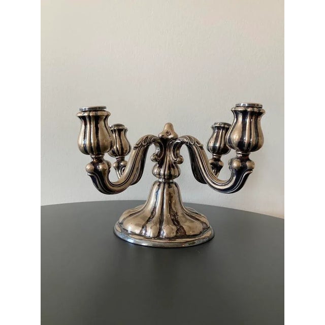 Silver 19th Century German Silver Rococo 4-Arm Candelabra For Sale - Image 8 of 12